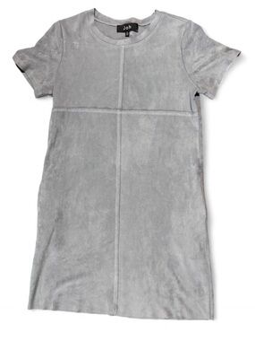 Joh Blue/Grey Suede-Look Short Sleeve Shift Top